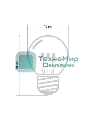 Лампа шар e27 6 LED  Ø45мм - красная, прозрачная колба, эффект лампы накаливания
