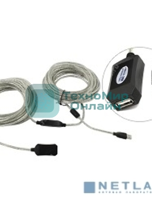 Кабель-адаптер Aopen/Qust USB2.0-repeater, удлинительный активный Am-->Af 20м (ACU823-20M) 6938510851345