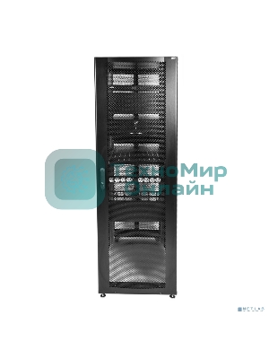 Шкаф серверный ПРОФ напольный 42U (600x1200) дверь перфор., задние двойные перфор., черный, в сборе (ШТК-СП-42.6.12-48АА-9005) (1 коробка)