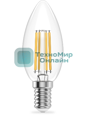 Лампа филам. Gauss Filament 8Вт цок.:E14 свеча св.свеч.бел.теп. (упак.:10шт) (32118)