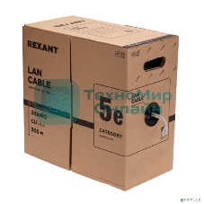 Кабель витая пара Rexant F/UTP, CAT 5e, PVC нг(А)-LS, 4х2х0,52мм, 4PR, 24AWG, INDOOR, SOLID, серый, 305м, РФ