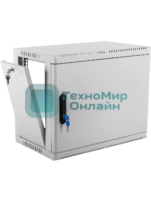 Шкаф коммутационный ЦМО (ШРН-9.350.1) настенный 9U 600x350 мм пер. дв. стал. лист 200 кг серый 300 мм 180 град.