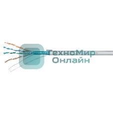 Кабель витая пара экранированная Cabeus FTP-4P-Cat.5e-SOLID-LSZH-GY FTP (F/UTP), cat. 5e, 4 пары (24 AWG), одножильный, серый, экран - фольга, LSZH, нг(А)-HF, (305 м)