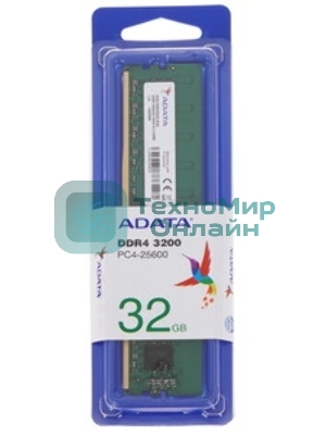 Оперативная память ADATA, DDR4, 32GB (1x32 GB), 3200 MHz, CL22, DIMM