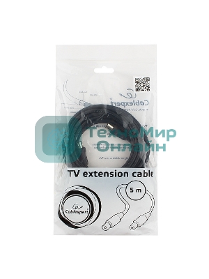 Кабель телевизионный Cablexpert, CCV-515-5M, Coaxial M/F, 5м