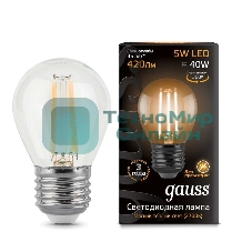 Лампа светодиодная Filament Шар E27 5Вт 2700К Gauss 105802105