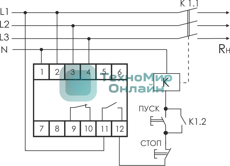 Реле напряжения CP-731 (трехфазный; микропроцессорный; контроль верхнего и нижнего значений напряжения; контроль ассиметрии; чередования фаз; монтаж на DIN-рейке 35мм 3х400/230+N 2х8А 1Z 1R IP20) F&F EA04.009.005
