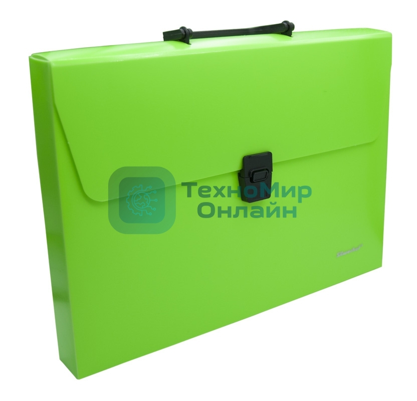 Папка-портфель Silwerhof 322715-01 1 отделение, A4, пластик, зеленый неон