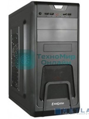 Компьютерный корпус Miditower ExeGate EX278390RUS ExeGate CP-603 Black, ATX, (CP350W, 80мм), 2хUSB+2хUSB 3.0, Audio