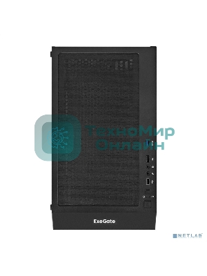Компьютерный корпус Miditower ExeGate EVO-5001A-700NPX (ATX, БП 700NPX с вент. 12 см, 2хUSB+1хUSB 3.0+HD Audio, черный, 3 вент.12см с RGb подсветкой, боковая панель - закаленное стекло)