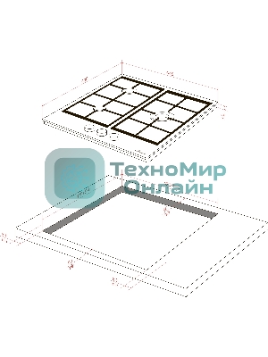 Газовая варочная панель Monsher High-Tech, 44 см, автоматический электроподжиг, газ-контроль, форсунки под сжиженый газ, SABAF конфорки, чугунные решетки, нержавеющая сталь