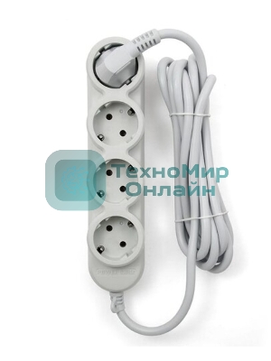 Удлинитель PC 3 м, 4 р с/з, с выкл.16А бел. PC-5B-3M