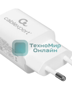Сетевое зарядное устройство Cablexpert MP3A-PC-42, 30Вт, быстрая зарядка QC3.0/PD, 2 порта: USB и Type-C, белый, пакет