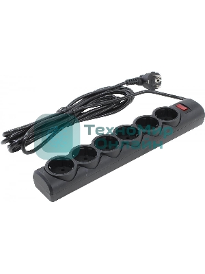 Сетевой фильтр Defender DFS 155/6 розеток/черный/5.0 м