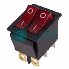 Выключатель клавишный Rexant 250V 15А (6с) ON-OFF красный с подсветкой двойной