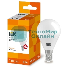 Лампа cветодиодная IEK LLE-G45-7-230-30-E14 ECO G45 шар 7Вт 230В 3000К E14
