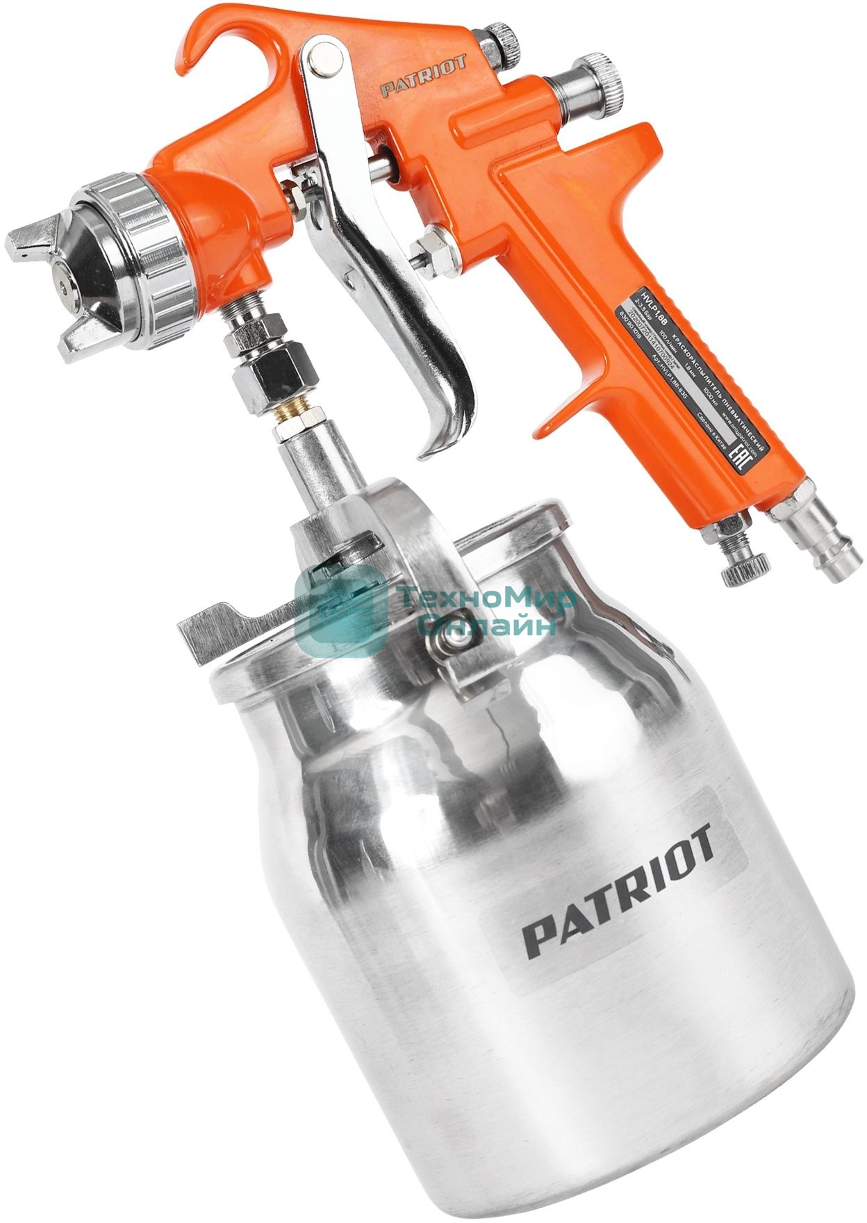 Краскораспылитель Patriot HVLP 1.8B 100л/мин соп.:1.8мм бак:1л