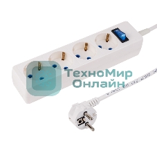 Сетевой фильтр PROconnect STANDARD 4 гнезда, 5 м, 3х0.75 мм², с/з + автовыкл., белый
