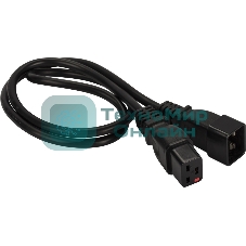 Шнур питания Lanmaster с блокировкой C19-C20, 3х1.5, 220В, 16А, черный, 1 метр