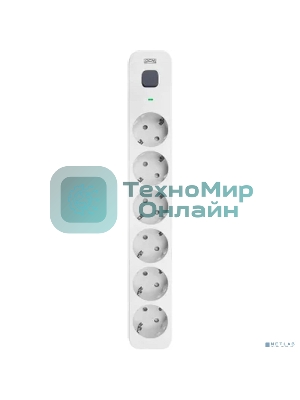 Сетевой фильтр Powercom SP-06W 1,8 м 1.8м (6 розеток) белый/серый (коробка)
