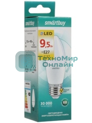 Лампа светодиодная Smartbuy SBL-C37-9_5-40K-E27 (LED) Лампа свеча C37-9,5W/4000/Е27