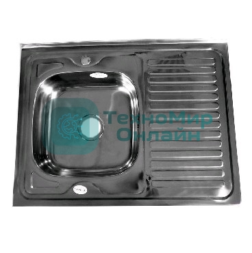 Мойка FABIA 62275L 80х60 наклад левая 0.6 мм + большой сифон с переливом, накладная, левая, толщина 0,6 мм, глубина 160 мм