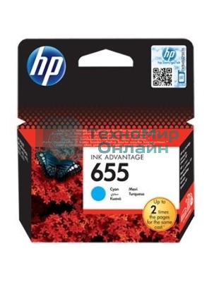 Картридж струйный HP 655 CZ110AE голубой для HP DJ IA 3525/4615/4625/5525/6525 (600 стр.)