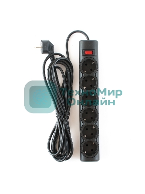 Сетевой фильтр Defender DFS 155/6 розеток/черный/5.0 м