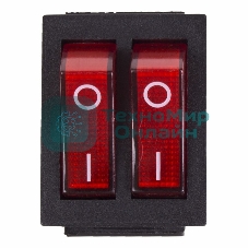 Выключатель клавишный Rexant 250V 15А (6с) ON-OFF красный с подсветкой двойной