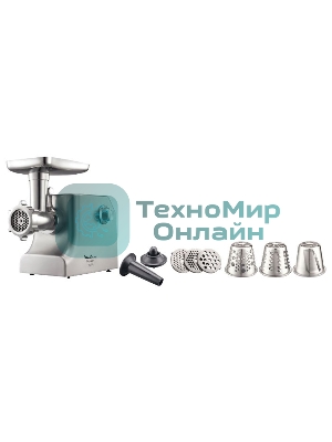 Мясорубка электрическая Moulinex ME858D32 серебристый, 2100 Вт, 5.5 кг/мин, реверс, защита от перегрузки, насадки - 8