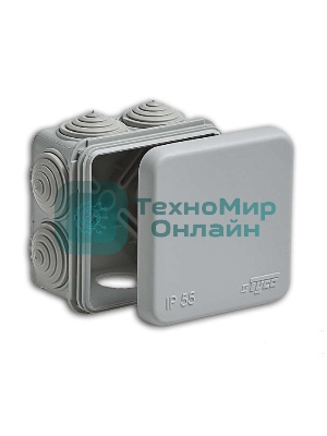 Рувинил 67030 Тусо. Коробка расп. для о/п, 70х70х40 мм, 7вводов, IP55 (св.-серая)