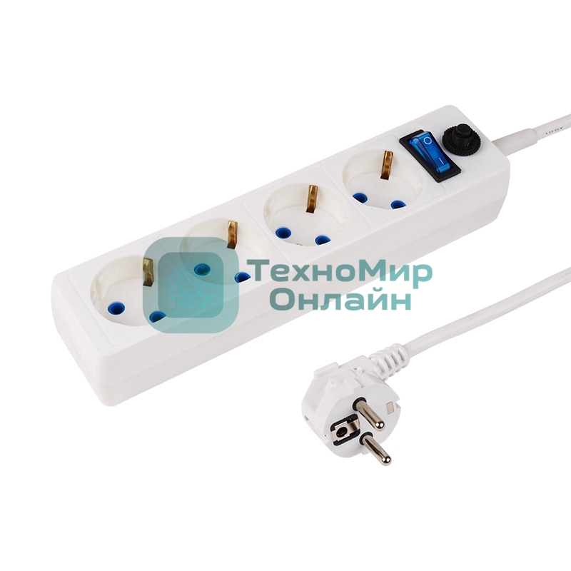 Сетевой фильтр PROconnect STANDARD 4 гнезда, 3 м, 3х0.75 мм², с/з + автовыкл., белый
