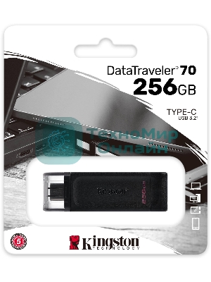 Флешка USB Kingston DataTraveler DT70 (DT70/256Gb), 256Gb, USB Type-C 3.2, R/W 70/45, черный