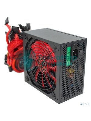 Блок питания Ginzzu PC800 Red, 800Вт, 80 PLUS, 140мм, черный/красный