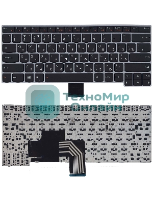 Клавиатура для ноутбука Lenovo V490 V490U V490UA черная с серебристой рамкой