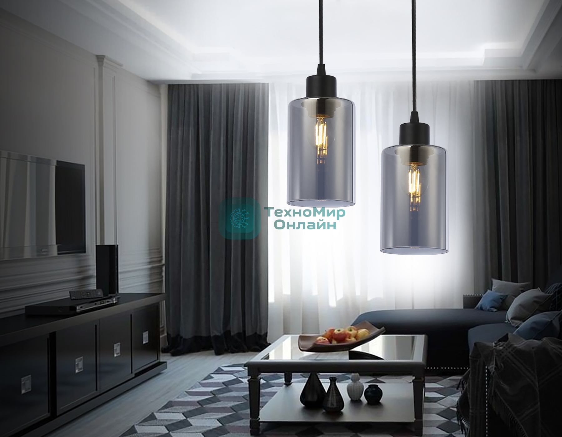 Светильник Ambrella light TR3695 BK/SM черный/дымчатый E27 max 40W D100*1000