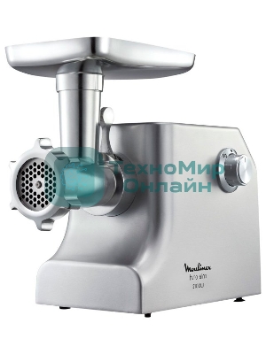 Мясорубка электрическая Moulinex ME858D32 серебристый, 2100 Вт, 5.5 кг/мин, реверс, защита от перегрузки, насадки - 8