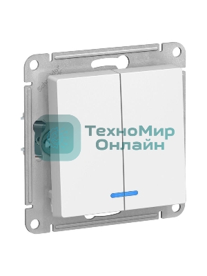Механизм выключателя 2-кл. AtlasDesign с подсветкой (сх.5а) 10АХ бел. SchE ATN000153