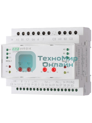 Устройство управления резервным питанием AVR-01-K (2 ввода; 1 нагрузка 35мм 3х400В+N 2х16А 2P IP20 монтаж на DIN-рейке) F&F EA04.006.001