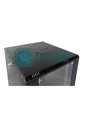 Шкаф телекоммуникационный настенный разборный ЦМО 18U (600 х 350) дверь стекло, черный (ШРН-Э-18.350-9005)