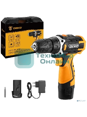Дрель-шуруповерт Deko DKCD12V, 12 В, 1,5 Ач, 32 Нм, щеточный