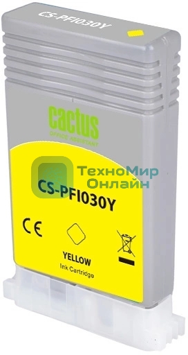 Картридж струйный Cactus CS-PFI030Y PFI-030Y желтый (55мл) для Canon imagePROGRAF TA-20/30