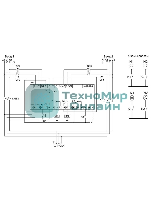 Устройство управления резервным питанием AVR-01-K (2 ввода; 1 нагрузка 35мм 3х400В+N 2х16А 2P IP20 монтаж на DIN-рейке) F&F EA04.006.001