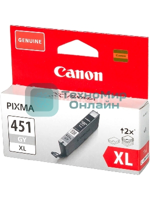 Картридж струйный Canon CLI-451XLGY серый, 780 стр. (повышенной емкости), для PIXMA iP7240, MG5440, 6340