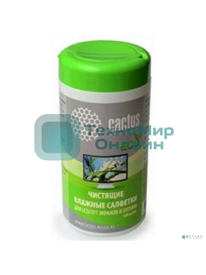 Салфетки Cactus CS-T1001E для экранов и оптики туба 100шт влажные
