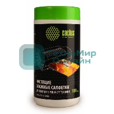 Салфетки Cactus CS-T1002 Туба с чистящими салфетками для компьютеров и оргтехники, 100 шт