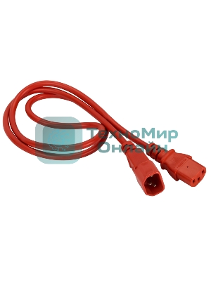Шнур питания Lanmaster C13-C14, 3х0.75, 220В, 10А, красный, 1 метр