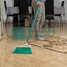 Щетка Home Palisad пластмасс. для подмет. пола, премиум, 23 см, c черенком, 120 см, бирюз. щетина