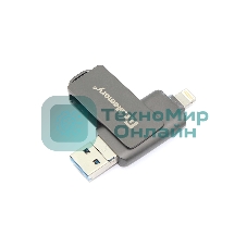 Флешка USB Dr. Memory 051, 64Gb, USB 3.0/USB Type-C, R/W 120/70, серый