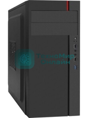 Компьютерный корпус Miditower ExeGate AA-440U-AA500 (ATX, AA500 8 см, 2*USB+1*USB 3.0, аудио, черный)